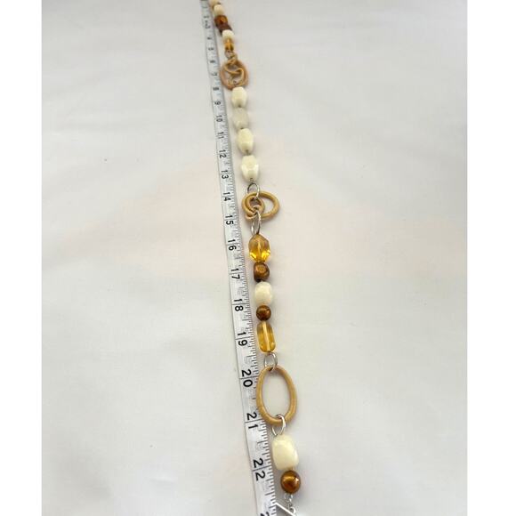 Sigrid Olsen Beige Stone Bead Necklace Geometric Modern Abstract Links. 23 In L. - Picture 4 of 4